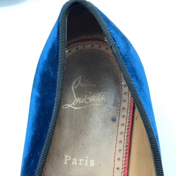CHRISTIAN LOUBOUTIN Captain Loubi Velvet Crest Loafer Patent Spikes Sz 43.5 - Picture 8 of 8